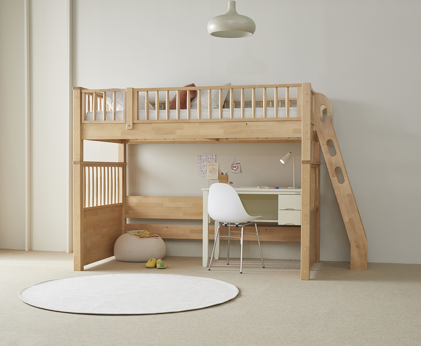 우드몽드 국내제작 자작나무 원목 수납형계단사다리 2층침대 1층 가드,하단 서랍 미포함