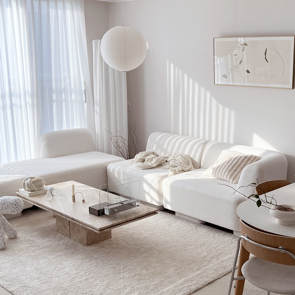 마네모네 린넨 패브릭 모듈 4.5인용 카우치 소파