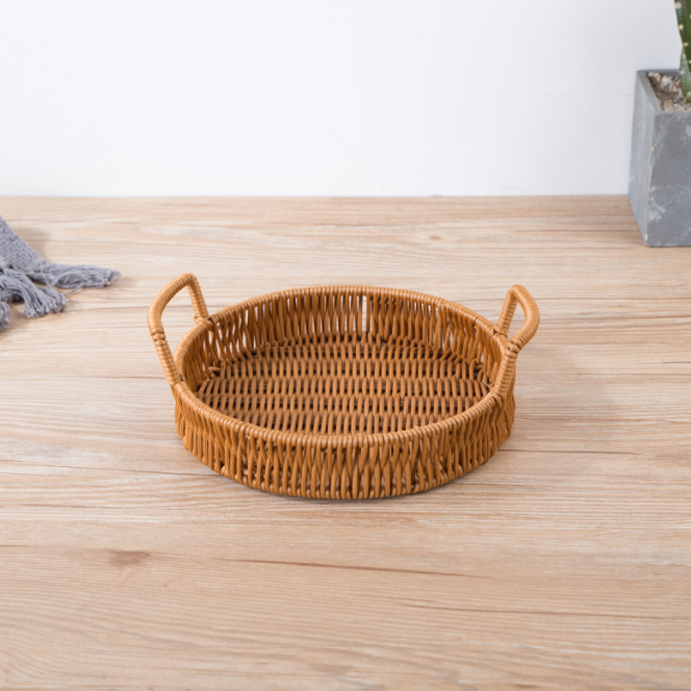 원형 라탄 빵 과자 손잡이 바구니 20cm