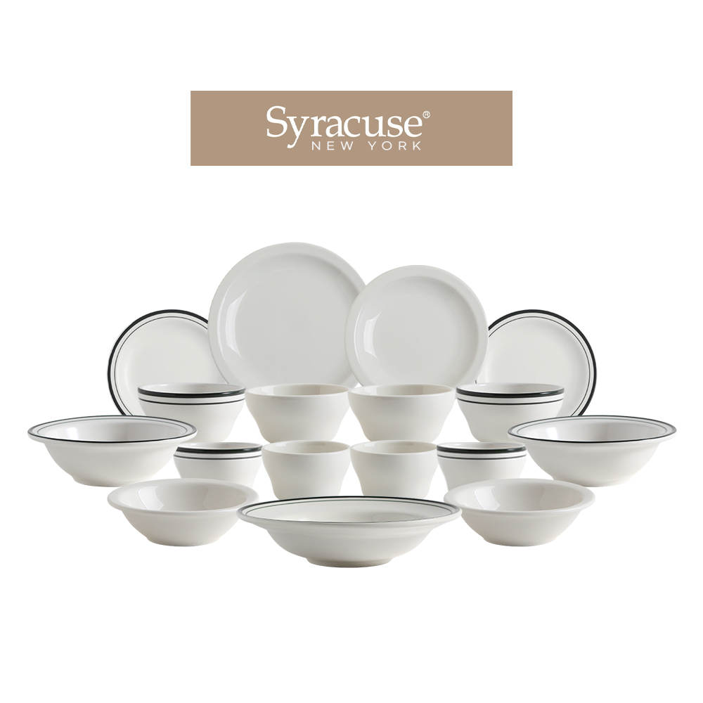 시라쿠스 뉴욕 킹스인 빈티지 신혼 식기 그릇세트 / 17종, 4인 (화이트+그린), 1세트