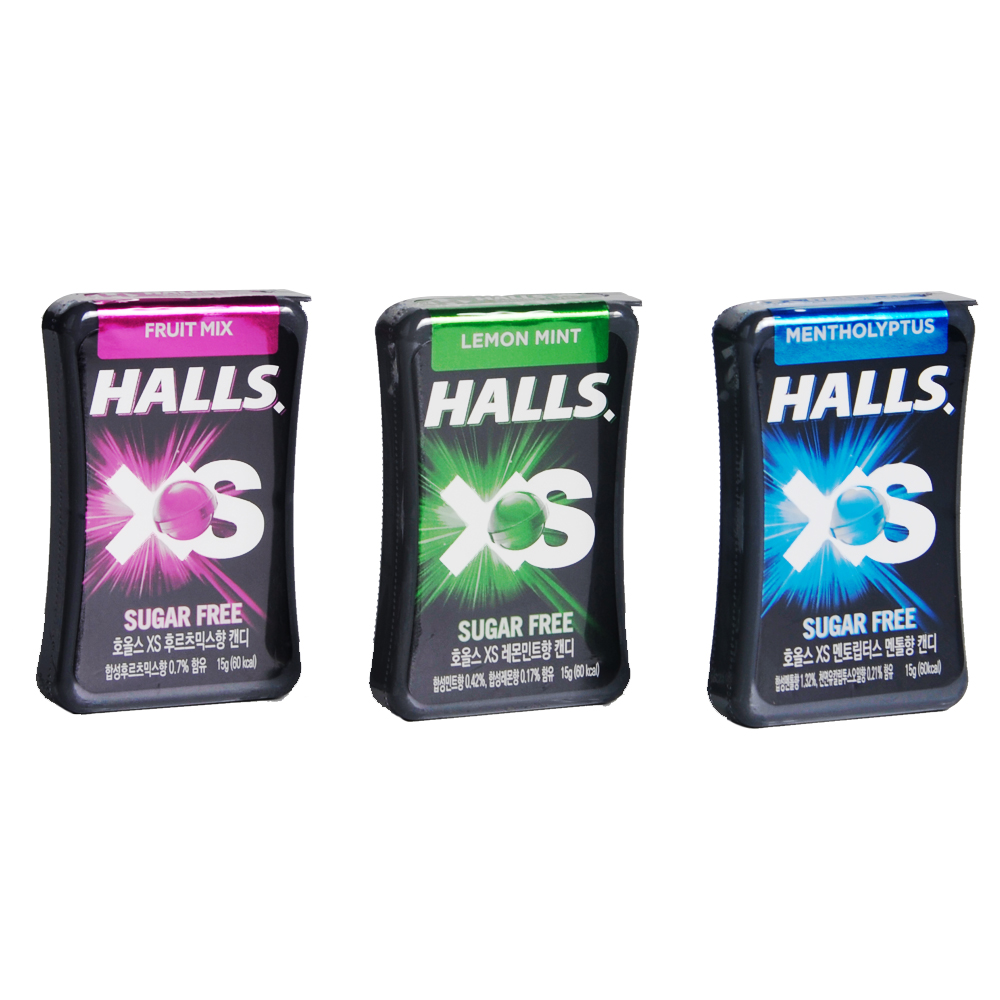 HALLS 호올스 XS 멘톨 사탕 졸음방지 미니 캔디 12개 교차가능 - 상품 이미지