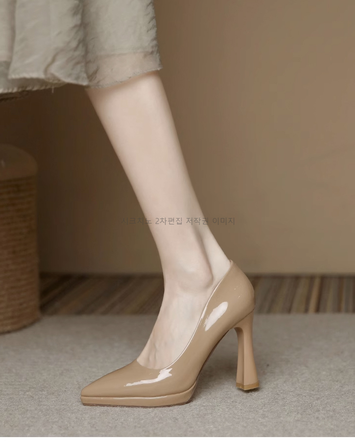멜로미 10cm 스틸레토 에나멜 가보시 통굽 하이힐 2color 상세 이미지 16