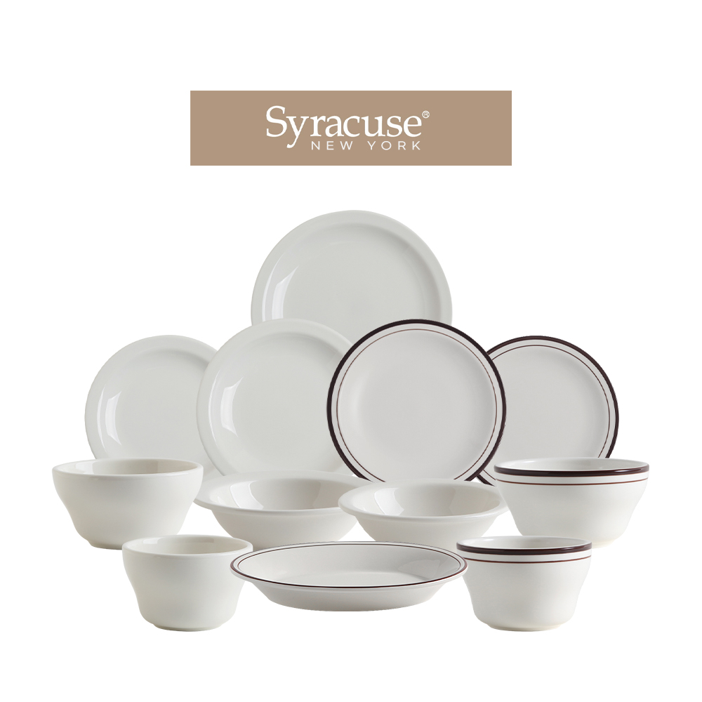시라쿠스 뉴욕 킹스인 빈티지 신혼 식기 그릇세트 / 12종, 2인 (화이트+브라운), 1세트