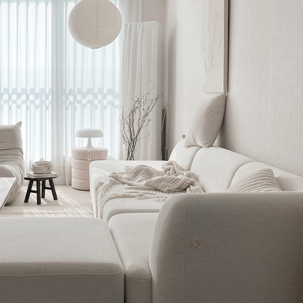 마네모네 린넨 패브릭 모듈 4.5인용 카우치 소파