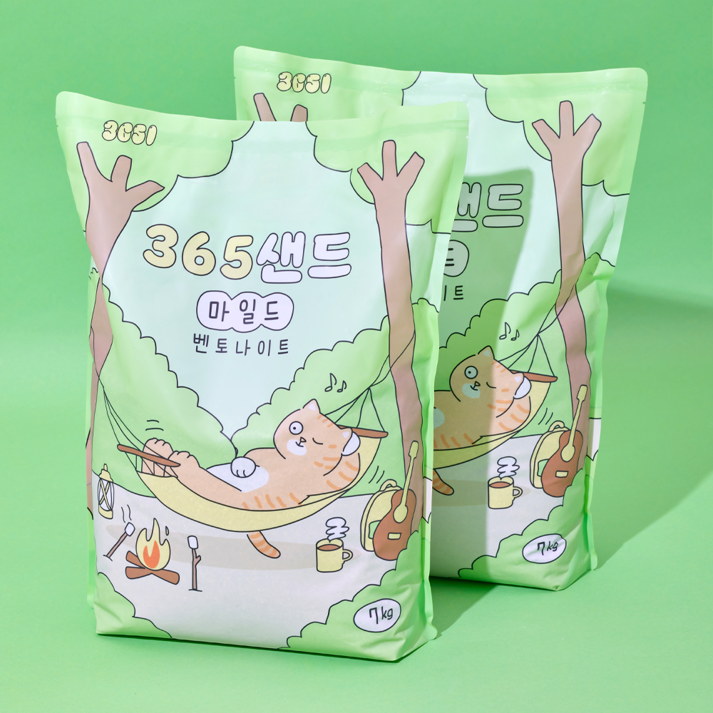 3651 365샌드 벤토나이트 마일드 고양이 모래 7kg, 2개