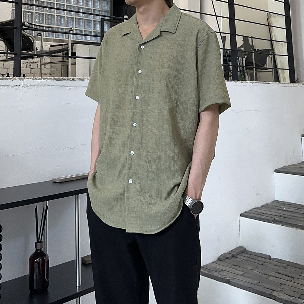 남자반팔셔츠 오버핏 쿨링 여름남방 남자린넨셔츠 이미지 3