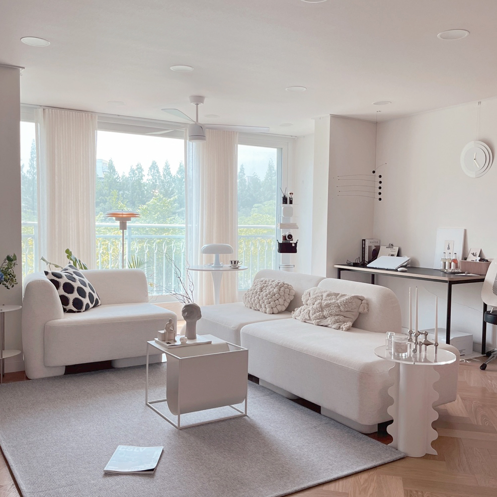 마네모네 린넨 패브릭 모듈 4.5인용 카우치 소파