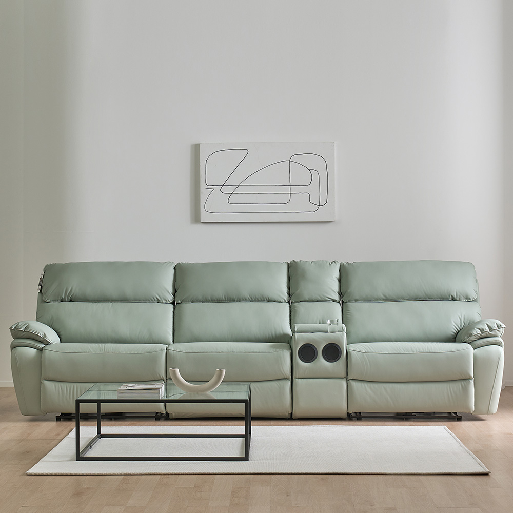 스코나 레인트 실리콘레더 전동 리클라이너 소파 스툴미포함, 민트, 컵홀더 4인용
