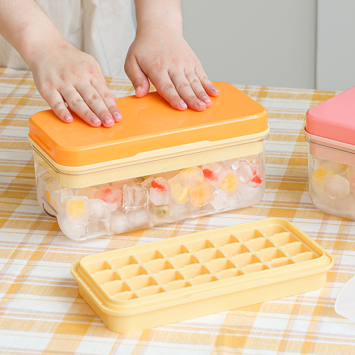 실리콘 푸쉬 얼음 트레이 보관통(스쿱포함) 2단
