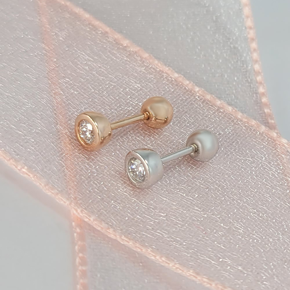 랩그로운 다이아몬드 베젤 1부2부 다이아 피어싱 귀걸이