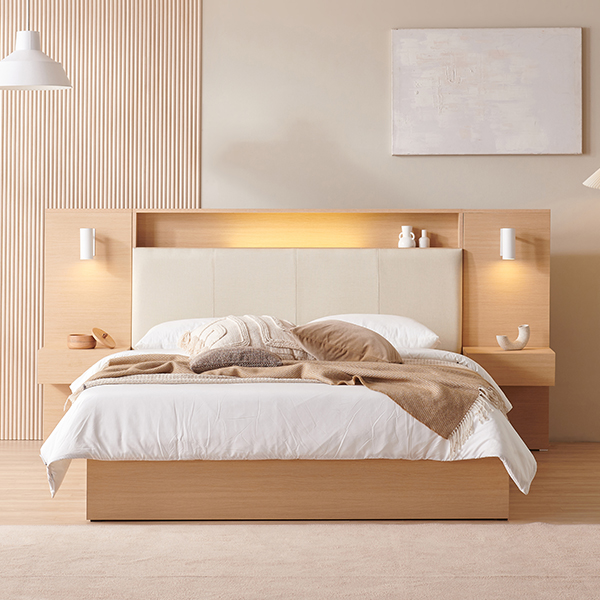 삼익가구 더메인 LED 프리미엄 가죽헤드 수납 호텔 SS 침대 / 매트제외