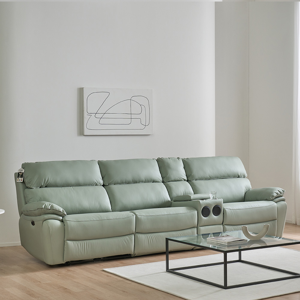 스코나 레인트 실리콘레더 전동 리클라이너 소파 스툴미포함, 민트, 컵홀더 4인용