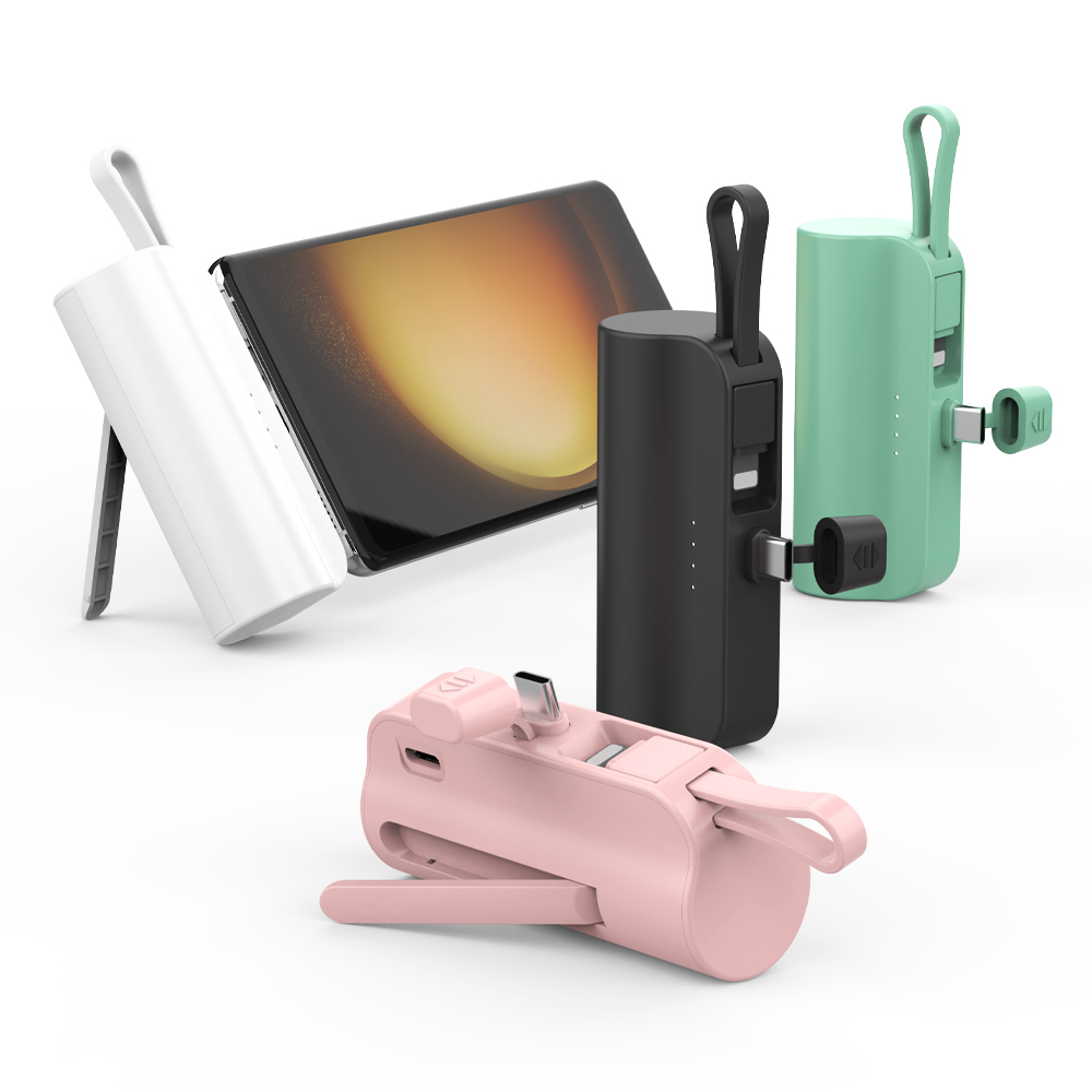 뉴클 2in1 도킹형 보조배터리 8핀 C타입 C핀 일체형 5000mAh - 상품 이미지