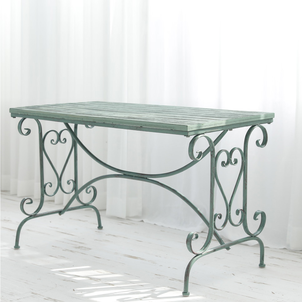 워시드 쉐비 원목 빈티지 철제 베란다 티 테이블 야외 테라스 가든 정원