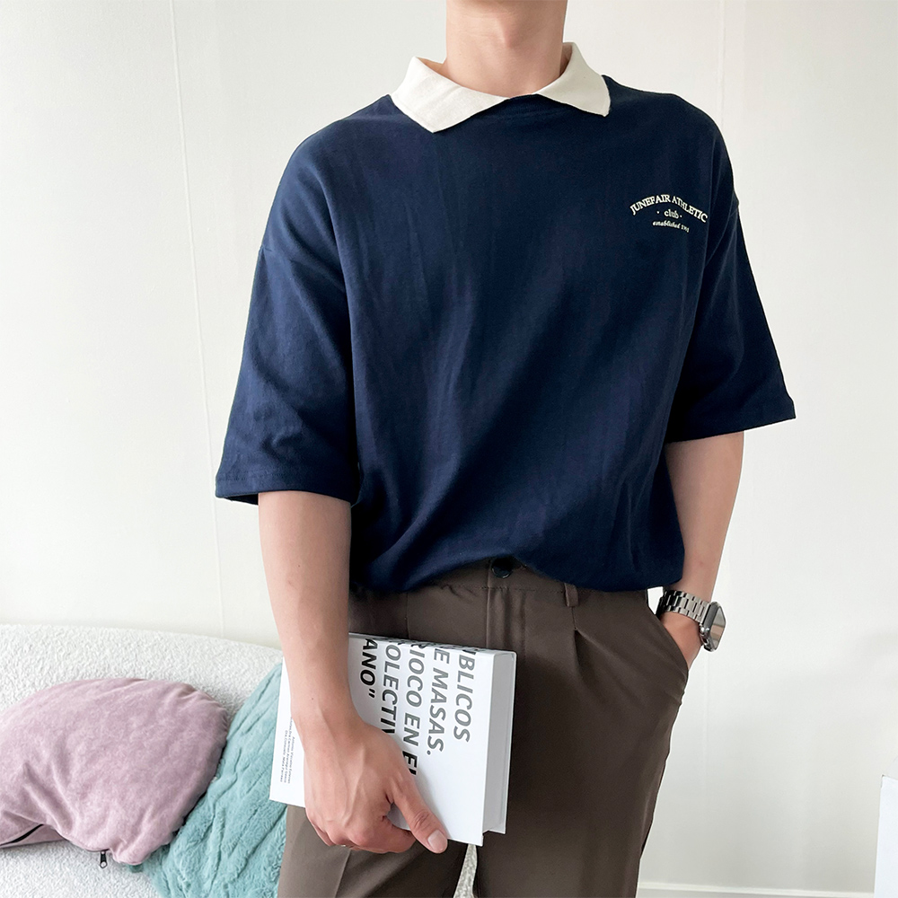 남자반팔카라티 어깨넓어보이는반팔 쿨티셔츠 - 상세 이미지 3