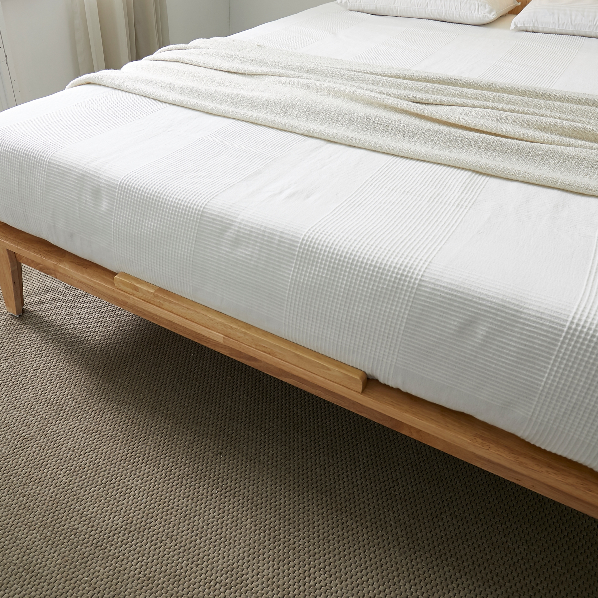 평상형 무헤드 고무나무 원목침대프레임 침대깔판 슈퍼싱글