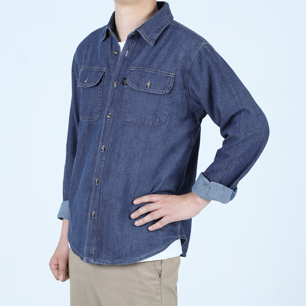 봄 여름 가을 남자청남방 남자남방 데님셔츠 작업복 워크셔츠 셔켓 빅사이즈 - 상세 이미지 3