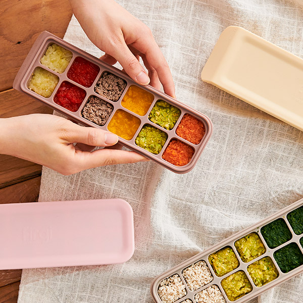 퍼기 이중밀폐 이유식 큐브틀 실리콘 이유식 보관 용기 12구 인디핑크