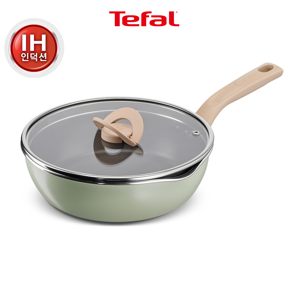 테팔 인덕션 티타늄 1X 원픽냄비팬 24cm, 피스타치오 그린 - 상품 이미지