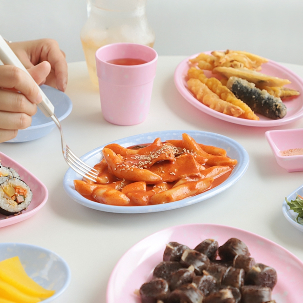 멜라민 분식집그릇 옛날 분식 떡볶이 접시 춘장기 블루 : 다이닝올리