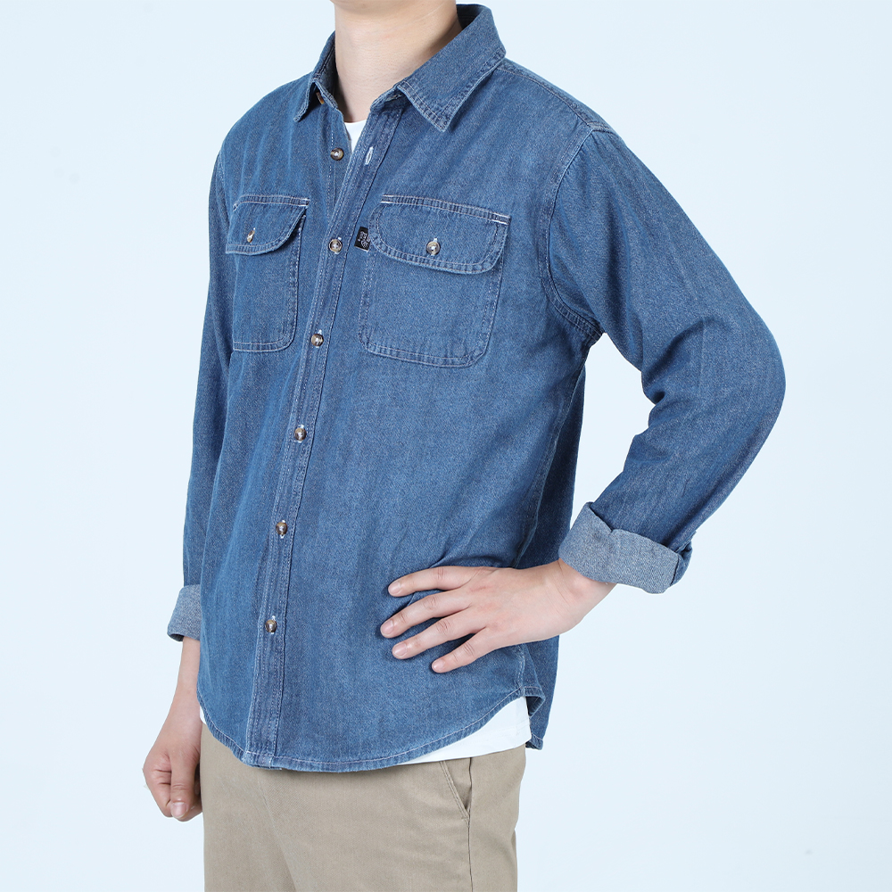 봄 여름 가을 남자청남방 남자남방 데님셔츠 작업복 워크셔츠 셔켓 빅사이즈 - 상세 이미지 2