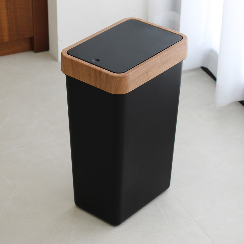 씨에스리빙 뱀부 원터치휴지통 종량제쓰레기통 사각 5L 블랙 제품 이미지