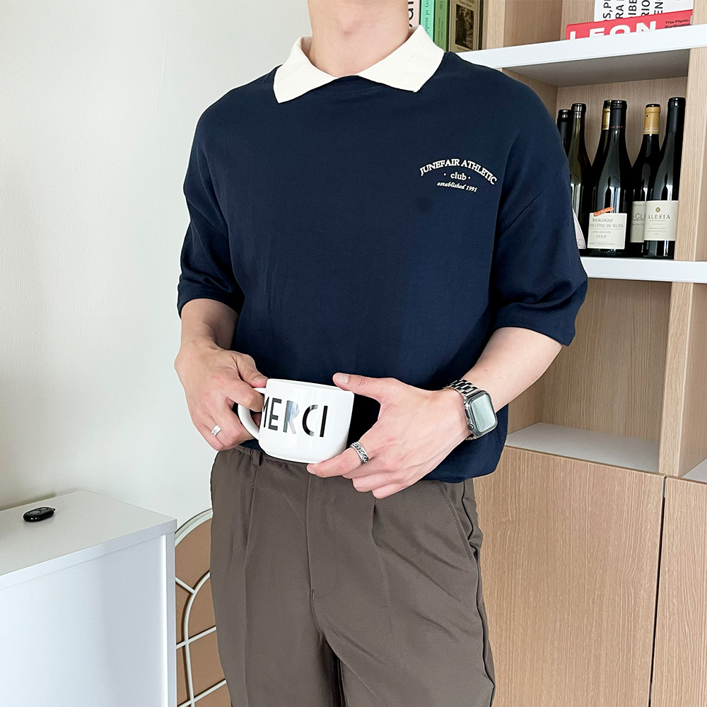 남자반팔카라티 어깨넓어보이는반팔 쿨티셔츠 - 상품 이미지