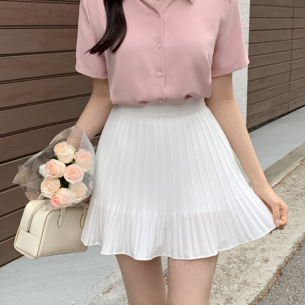 (바지안감) 엘파인 A라인 플리츠 미니 스커트 sk6481