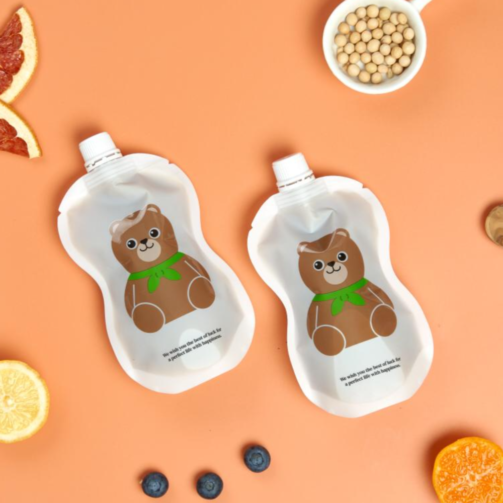 띵파우치 스파우트파우치 음료 주스팩 투명 소분 용기 곰돌이 150ml 50매 - 상세 이미지 2