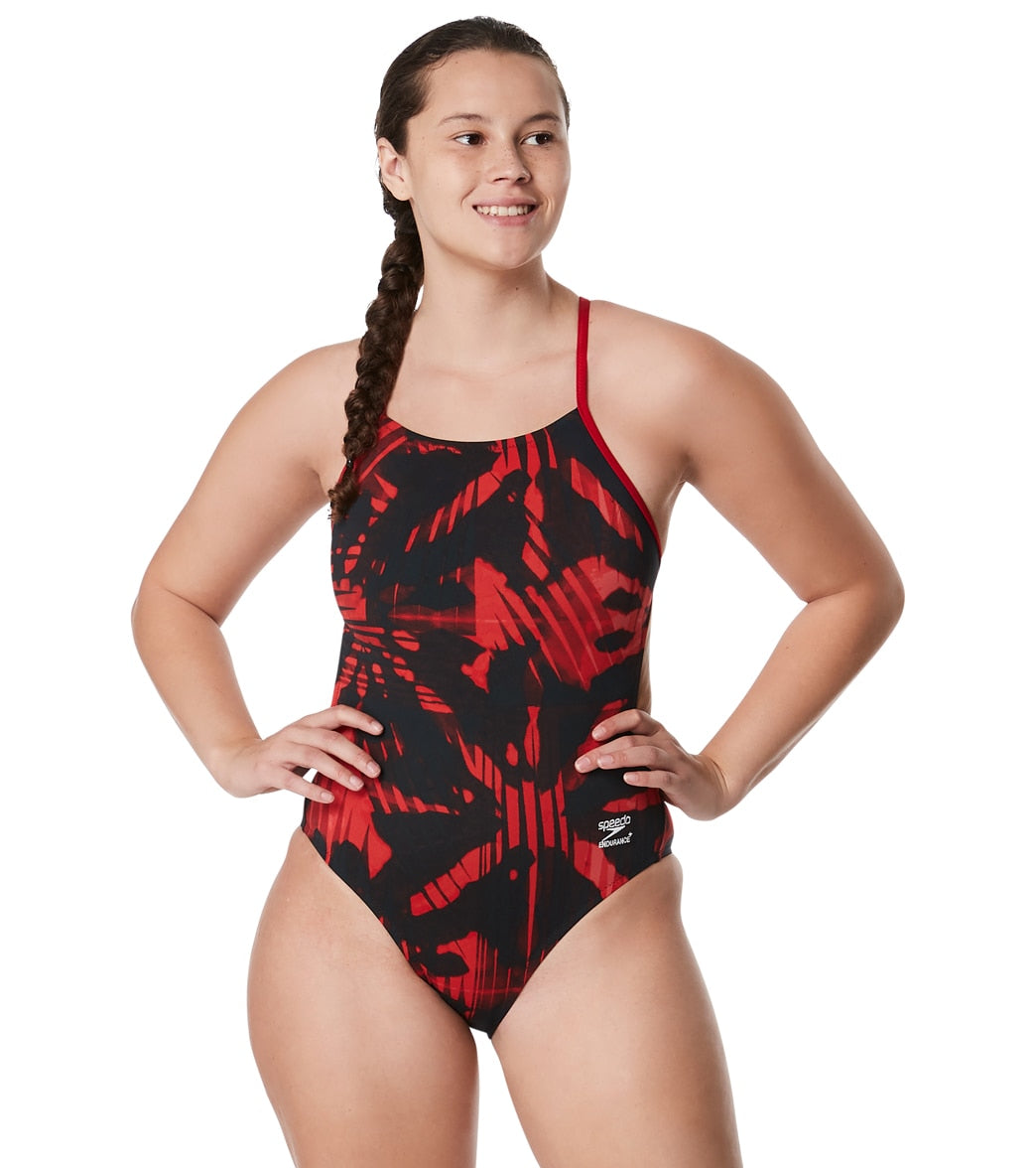스피도 여성 리플렉트 원 백 원피스 수영복 Speedo Red - 상품 이미지