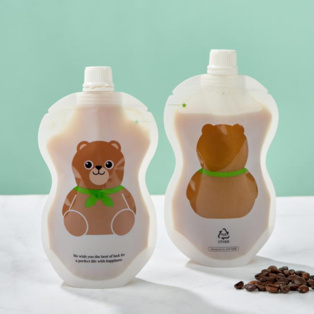 띵파우치 스파우트파우치 음료 주스팩 투명 소분 용기 곰돌이 150ml 50매 - 메인 이미지