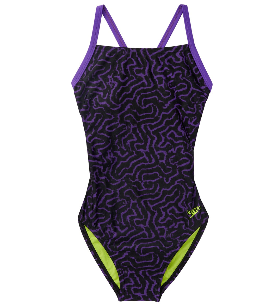 스피도 여성 레이스 메이즈 플라이백 원피스 수영복 Speedo Purple - 상세 이미지 2