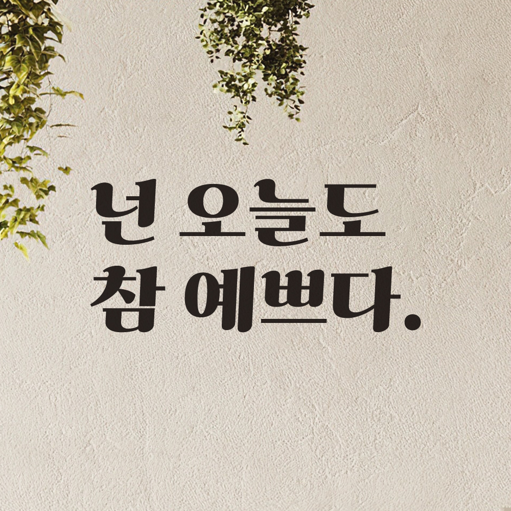 레트로 폰트 좋은 글귀 매장 가게 거울 레터링 스티커 넌 오늘도 참 예쁘다 LG-016S 검정 이미지 7
