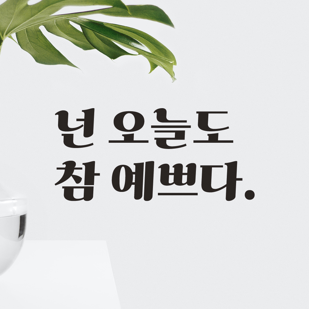 레트로 폰트 좋은 글귀 매장 가게 거울 레터링 스티커 넌 오늘도 참 예쁘다 LG-016S 검정