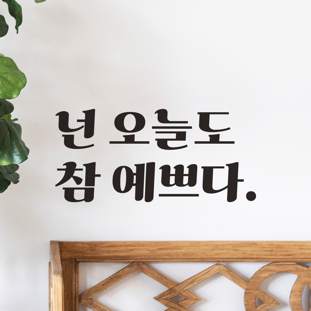 레트로 폰트 좋은 글귀 매장 가게 거울 레터링 스티커 넌 오늘도 참 예쁘다 LG-016S 검정 - 상세 이미지 2