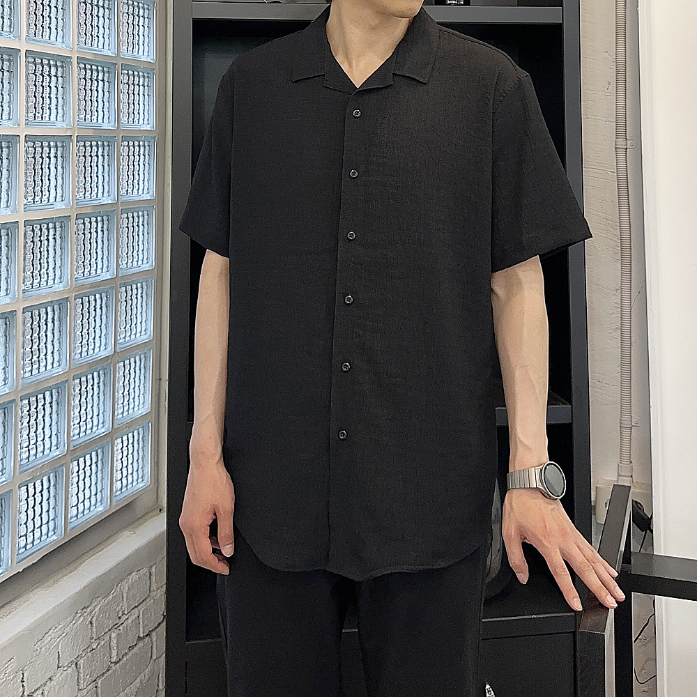남자셔츠 구김없는 오버핏 남성린넨남방 남자반팔셔츠 - 상세 이미지 2
