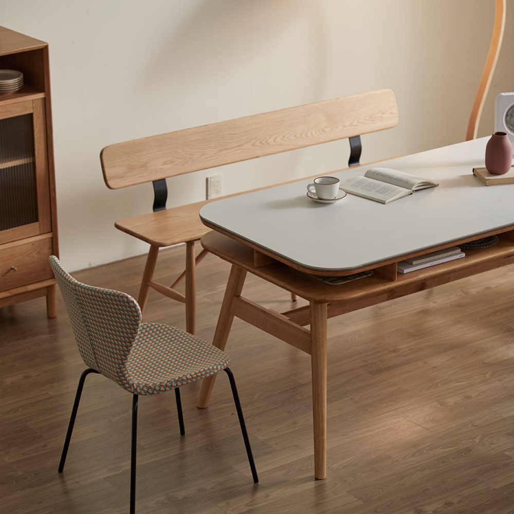 데이지 양면 원목 세라믹식탁 수납 직사각형 테이블 6인용 스퀘어 화이트 그레이 1800