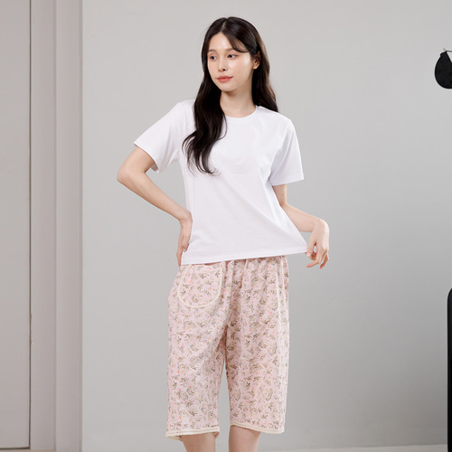 여성 파자마 주머니 바지 잠옷 레이스 7부 AP7-409 그라스 - 상세 이미지 3