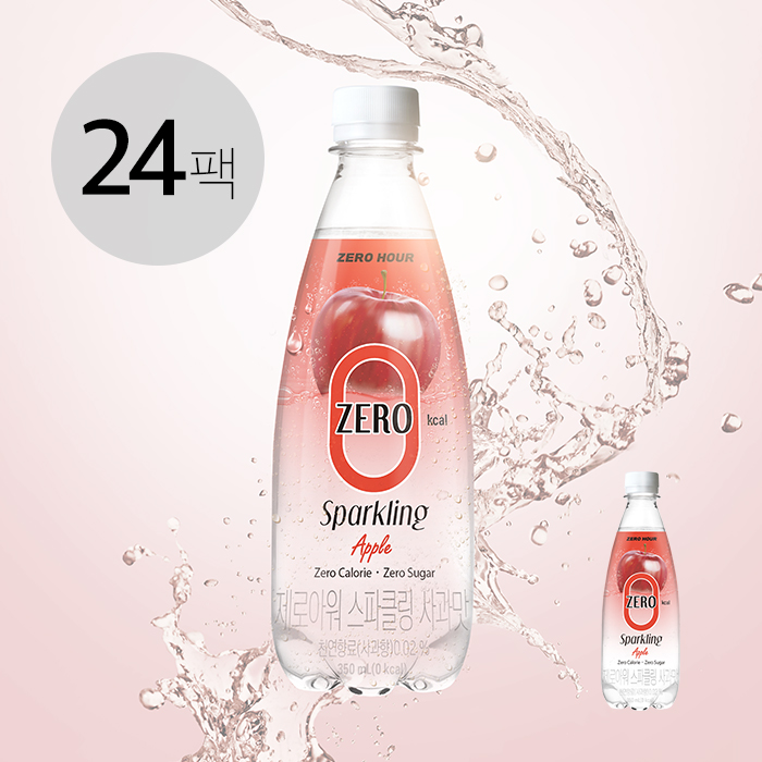 [제로아워] 0kcal 스파클링 사과맛 350ml 24개 - 상품 이미지