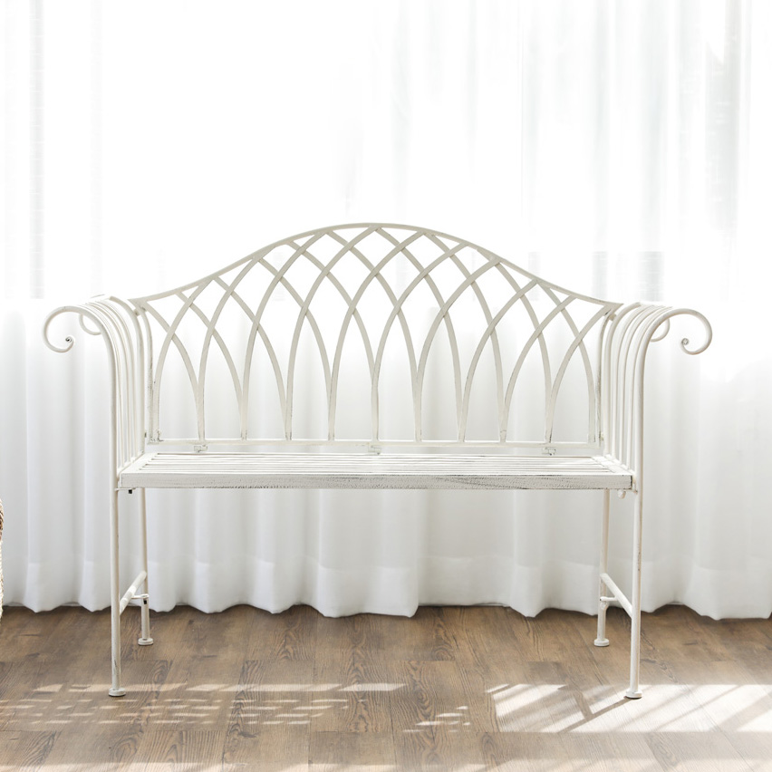 프렌치 블랑 빈티지 화이트 인테리어 정원 카페 주물 공원 철제 야외용 야외 벤치 의자