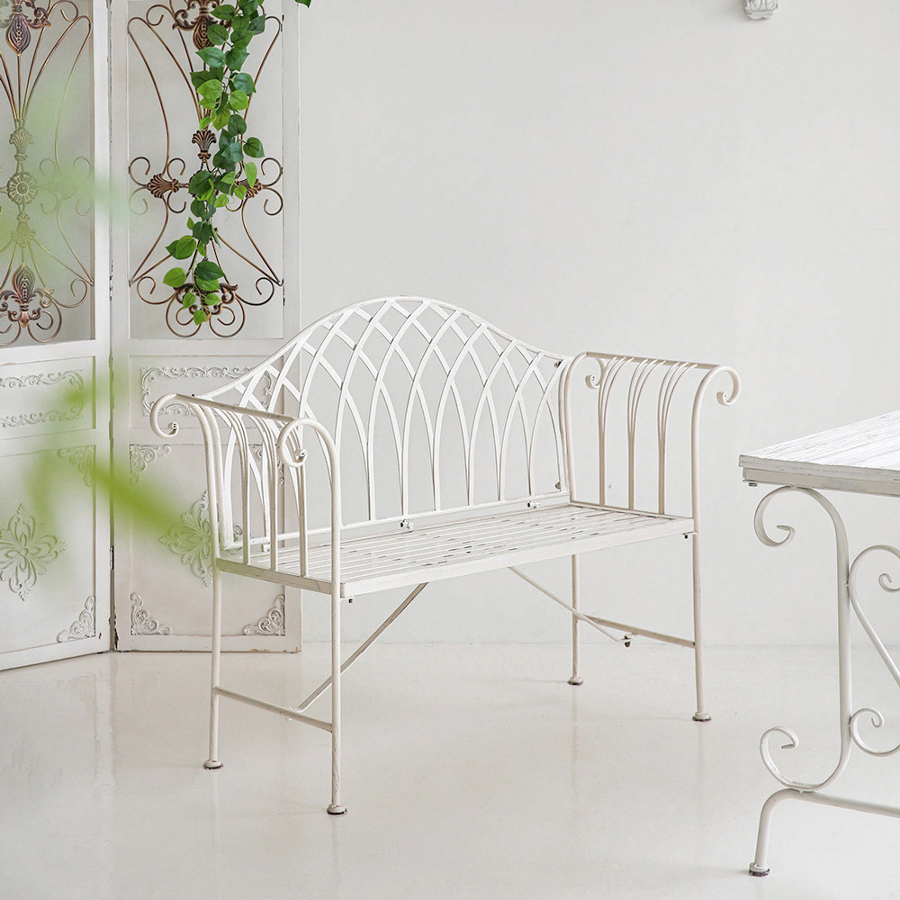 프렌치 블랑 빈티지 화이트 인테리어 정원 카페 주물 공원 철제 야외용 야외 벤치 의자