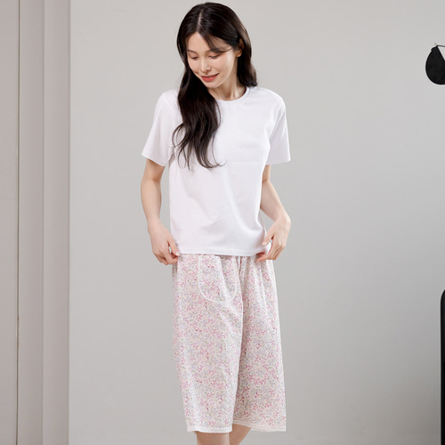 여성 잠옷바지 여자 파자마 주머니 바지 레이스 7부 AP7-408 아이리스 이미지 4