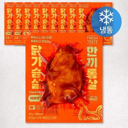 한끼통살 닭가슴살 떡볶이맛 (냉동) 100g × 10개입 : 아인아이니