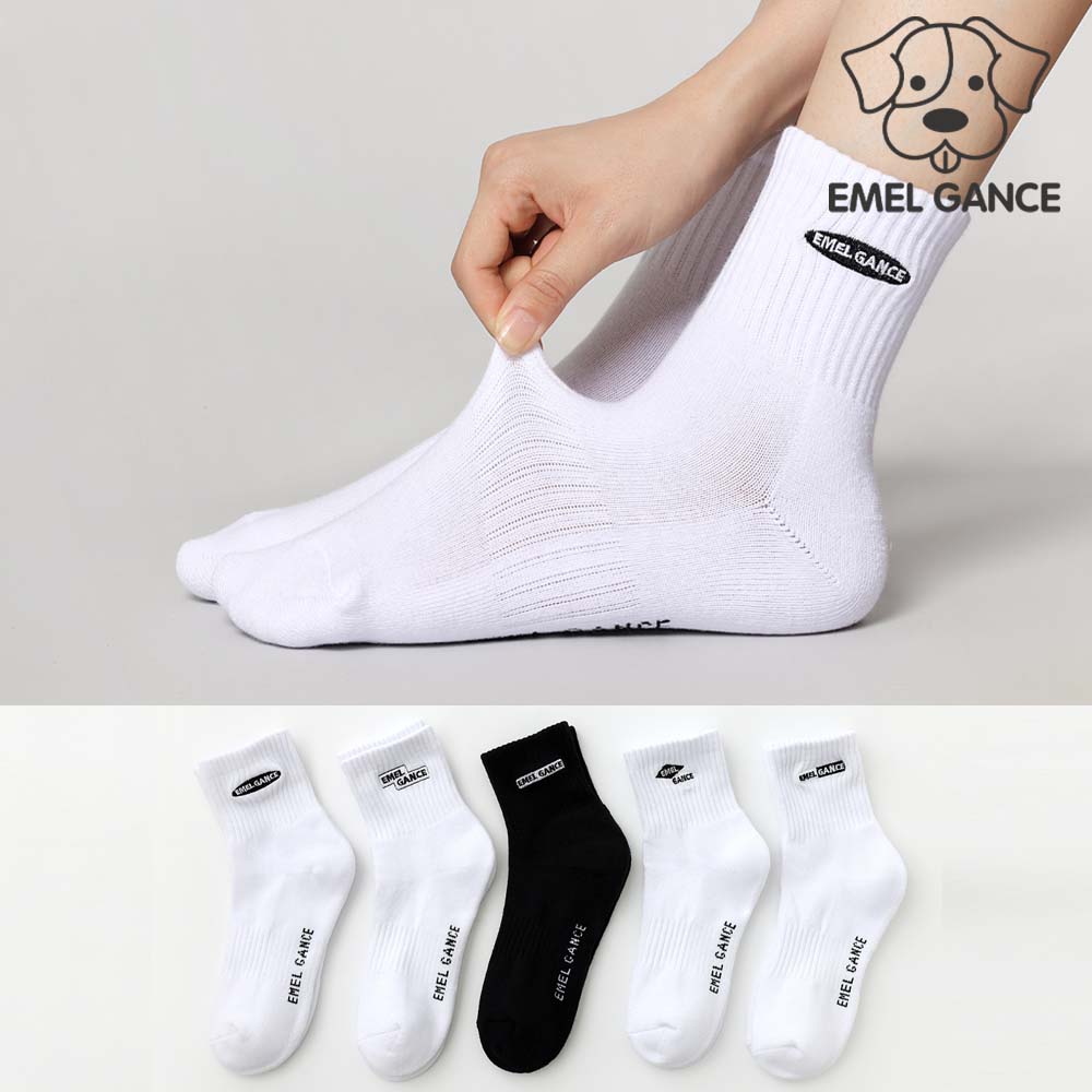 에멜강스 스포츠양말 자수 포인트 두꺼운 쿠션 중목 런닝 헬스 - 메인 이미지
