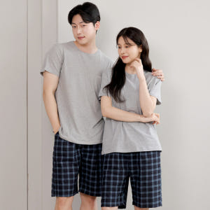 체크 파자마 커플 여성 잠옷바지 반바지 여자 남자 5부 AP5-260 착용 후기 | 사이즈/핏 총정리 - 상품 이미지 2