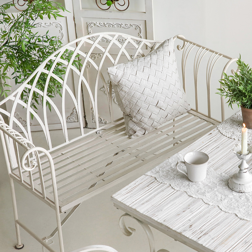 프렌치 블랑 빈티지 화이트 인테리어 정원 카페 주물 공원 철제 야외용 야외 벤치 의자