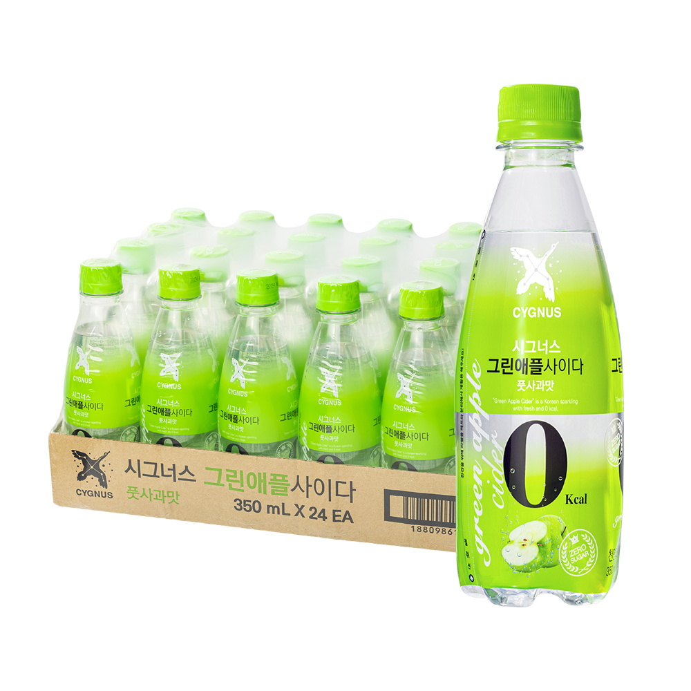 제로사이다 그린애플 탄산음료 상큼한 음료 350ml 24개입
