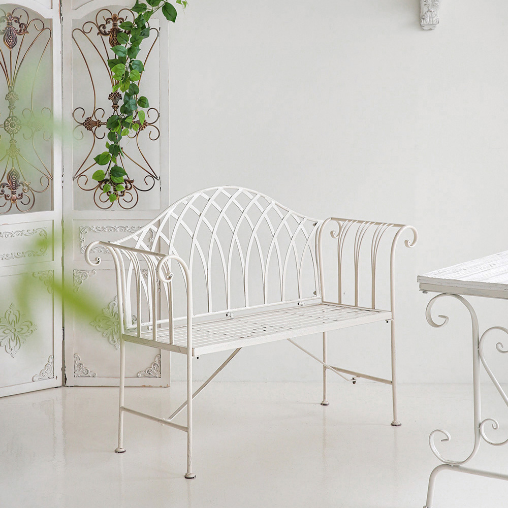 마르세유 화이트 빈티지 철제 야외 가든 테라스 카페 의자 인테리어