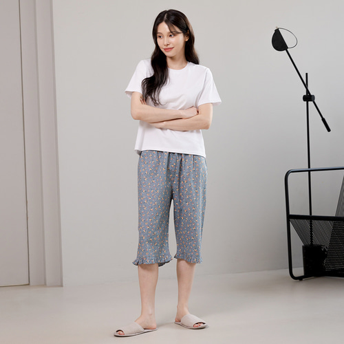 여성 잠옷바지 여자 파자마 바지 레이스 7부 AP7/9-457 꽃다발B 이미지 4
