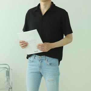 남자반팔셔츠 오픈카라 스판 커플남방 남자셔츠 착용 후기 | 사이즈/핏 총정리 - 상품 이미지 4